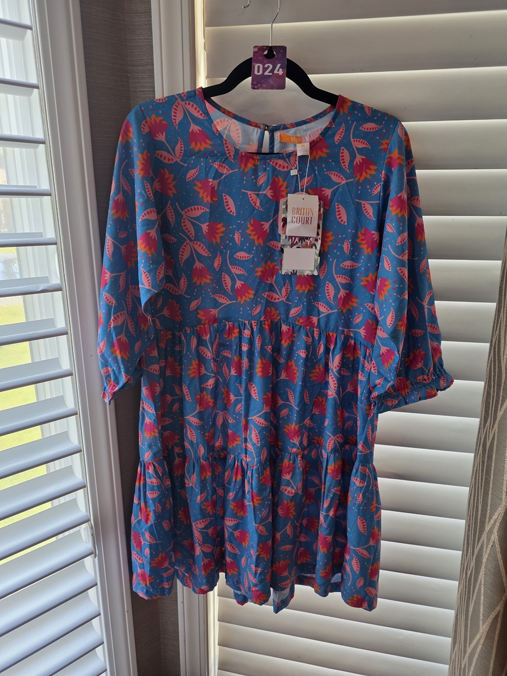 Briton Court Blue/pink Floral Baby Doll Dress